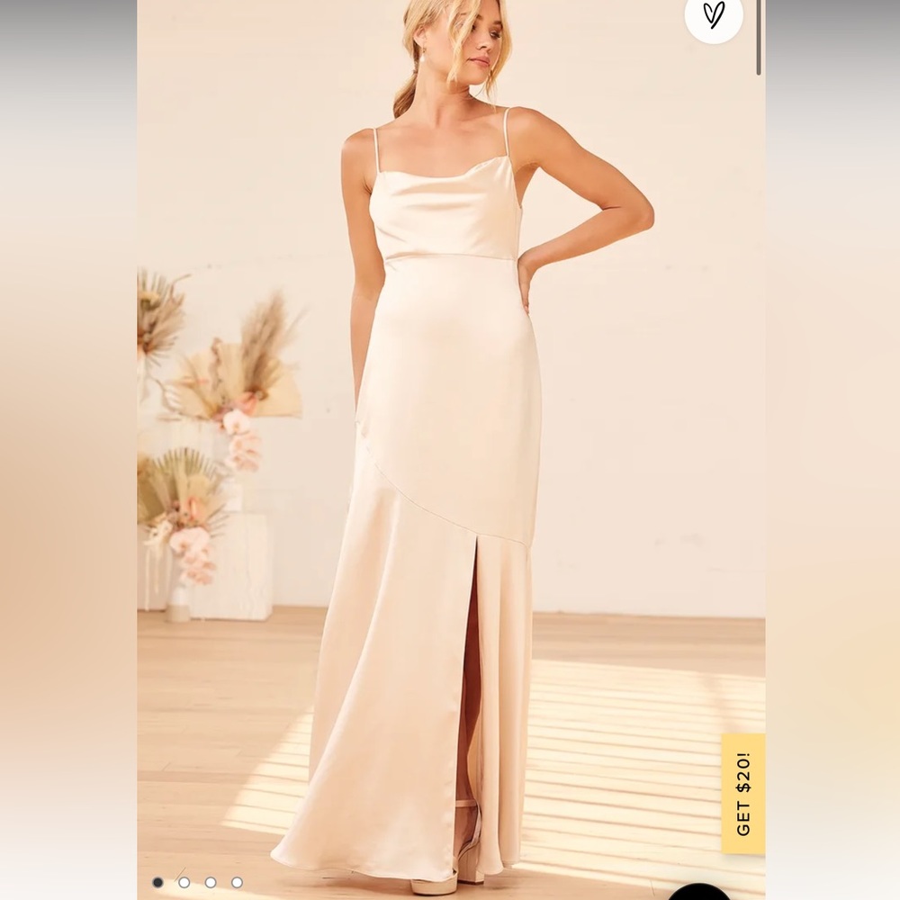 Champagne Satin Maxi Dress